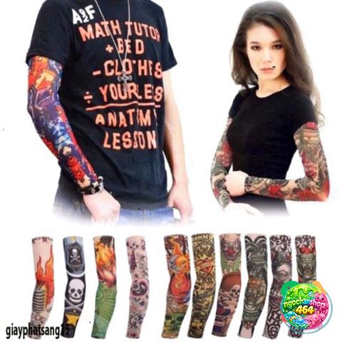 Găng Tay Hình Xăm Chống Nắng Tia UV Thể Thao Halloween - Nylon Co Giãn Dễ Giặt, Phù Hợp Cho Nam Nữ