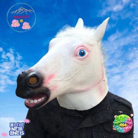 Mặt Nạ Đầu Ngựa Trắng - Phụ Kiện Hóa Trang Đặc Biệt Halloween, Cosplay Độc Đáo, Chất Liệu Latex An Toàn