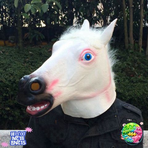 Mặt Nạ Đầu Ngựa Trắng - Phụ Kiện Hóa Trang Đặc Biệt Halloween, Cosplay Độc Đáo, Chất Liệu Latex An Toàn