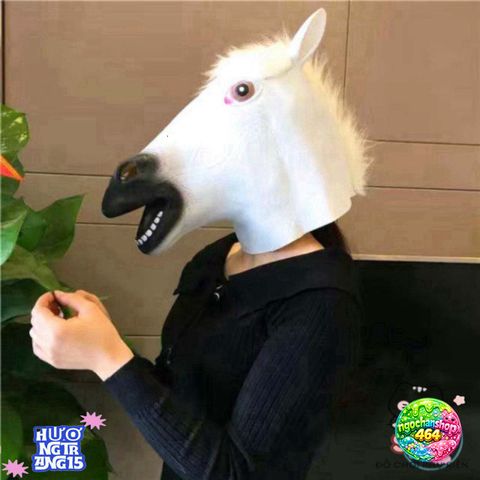 Mặt Nạ Đầu Ngựa Trắng - Phụ Kiện Hóa Trang Đặc Biệt Halloween, Cosplay Độc Đáo, Chất Liệu Latex An Toàn