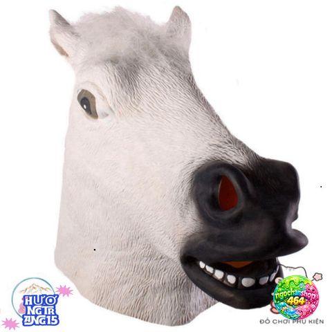 Mặt Nạ Đầu Ngựa Trắng - Phụ Kiện Hóa Trang Đặc Biệt Halloween, Cosplay Độc Đáo, Chất Liệu Latex An Toàn