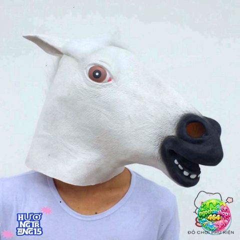 Mặt Nạ Đầu Ngựa Trắng - Phụ Kiện Hóa Trang Đặc Biệt Halloween, Cosplay Độc Đáo, Chất Liệu Latex An Toàn