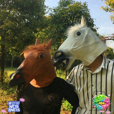 Mặt Nạ Đầu Ngựa Trắng - Phụ Kiện Hóa Trang Đặc Biệt Halloween, Cosplay Độc Đáo, Chất Liệu Latex An Toàn