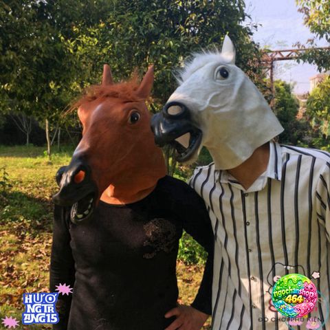 Mặt Nạ Đầu Ngựa Trắng - Phụ Kiện Hóa Trang Đặc Biệt Halloween, Cosplay Độc Đáo, Chất Liệu Latex An Toàn