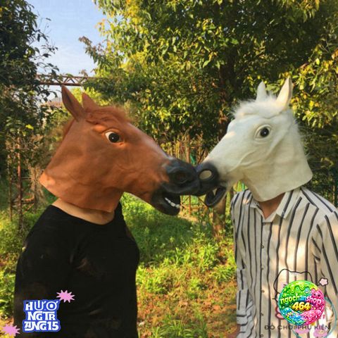 Mặt Nạ Đầu Ngựa Trắng - Phụ Kiện Hóa Trang Đặc Biệt Halloween, Cosplay Độc Đáo, Chất Liệu Latex An Toàn