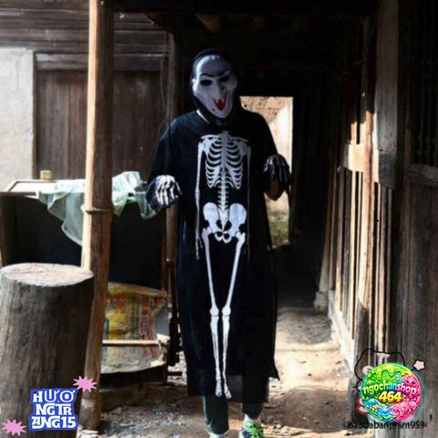 Áo Choàng Halloween Hình Bộ Xương Đầu Lâu, Dơi & Ma Cà Rồng - Trang Phục Hóa Trang Độc Đáo Cho Tiệc Hóa Trang