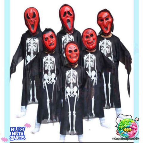 Áo Choàng Halloween Hình Bộ Xương Đầu Lâu, Dơi & Ma Cà Rồng - Trang Phục Hóa Trang Độc Đáo Cho Tiệc Hóa Trang