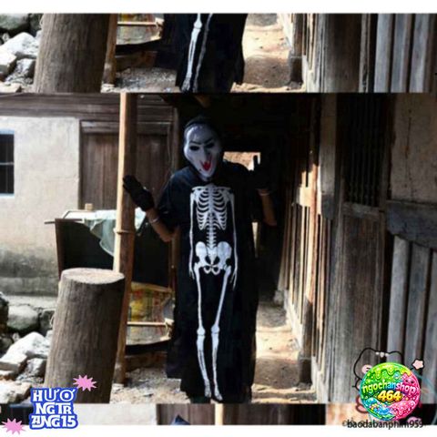 Áo Choàng Halloween Hình Bộ Xương Đầu Lâu, Dơi & Ma Cà Rồng - Trang Phục Hóa Trang Độc Đáo Cho Tiệc Hóa Trang