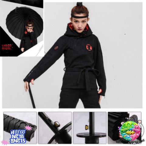 Ô Che Nắng 24 Lá Katana - Thiết Kế Nhật Sang Trọng, Túi Vải Tiện Dụng Cho Ngày Nắng Mưa, Phụ Kiện Thời Trang Độc Đáo