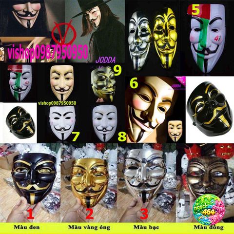 Mặt Nạ Hacker Guy Fawkes - Màu Sắc Đa Dạng, Phụ Kiện Thời Trang Độc Đáo, Lấy Cảm Hứng từ Anonymous