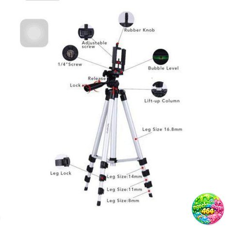 Chân Máy Tripod Đa Năng 3110 - Chỉnh Chiều Cao 35-105cm, Xoay 360 Độ, Phụ Kiện Chụp Ảnh Du Lịch Gọn Nhẹ, Hợp Kim Nhôm Cao Cấp