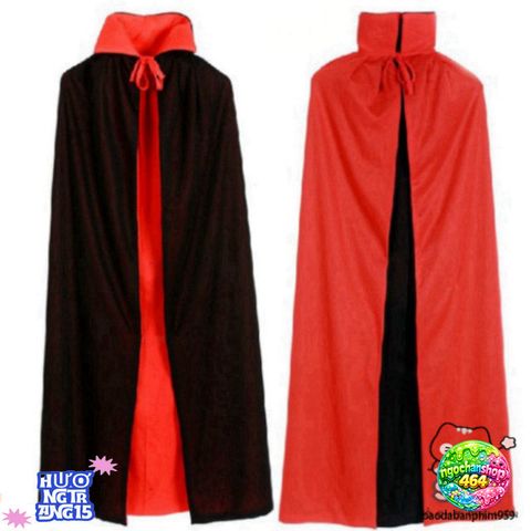 Áo Choàng Halloween Phù Thủy Hai Màu Đen Đỏ - Thời Trang Cosplay Cho Cả Gia Đình, Phụ Kiện Hóa Trang Độc Đáo, Kích Thước Đa Dạng