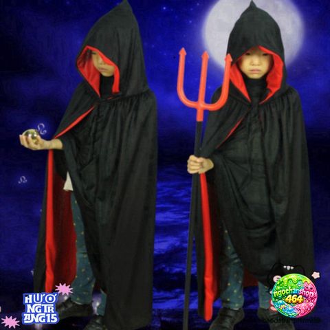 Áo Choàng Halloween Phù Thủy Hai Màu Đen Đỏ - Thời Trang Cosplay Cho Cả Gia Đình, Phụ Kiện Hóa Trang Độc Đáo, Kích Thước Đa Dạng