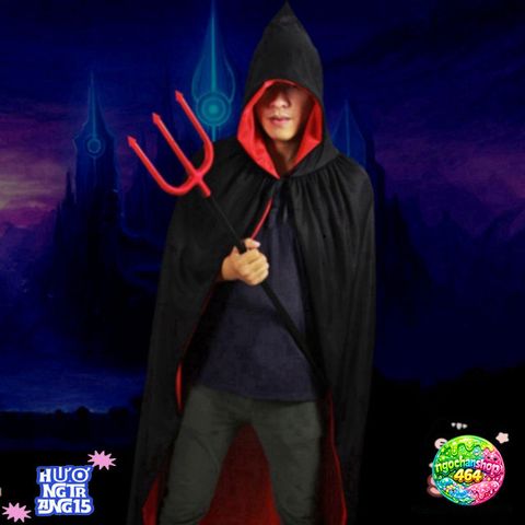 Áo Choàng Halloween Phù Thủy Hai Màu Đen Đỏ - Thời Trang Cosplay Cho Cả Gia Đình, Phụ Kiện Hóa Trang Độc Đáo, Kích Thước Đa Dạng