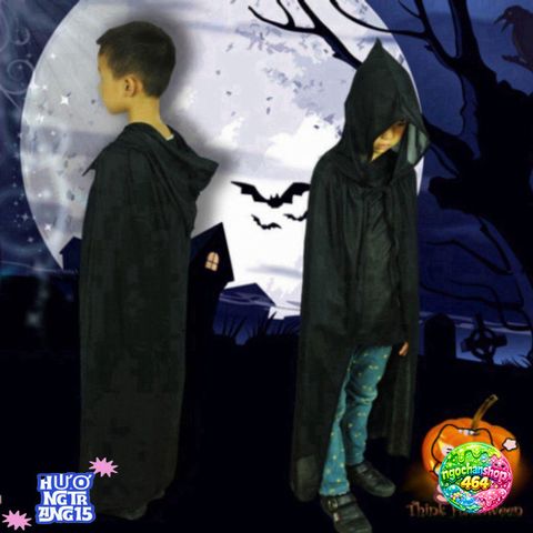 Áo Choàng Halloween Phù Thủy Hai Màu Đen Đỏ - Thời Trang Cosplay Cho Cả Gia Đình, Phụ Kiện Hóa Trang Độc Đáo, Kích Thước Đa Dạng