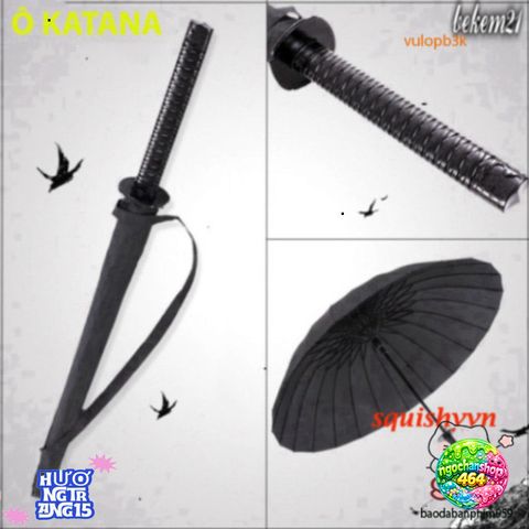 Ô Dù Che Mưa Katana Đen - Phong Cách Kiếm Nhật, Bền Bỉ 16 Nan, Chống Gió và Nắng Tốt, Thời Trang Độc Đáo cho Mọi Dịp
