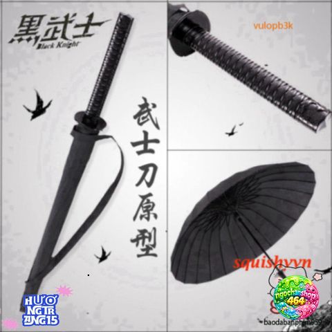 Ô Dù Che Mưa Katana Đen - Phong Cách Kiếm Nhật, Bền Bỉ 16 Nan, Chống Gió và Nắng Tốt, Thời Trang Độc Đáo cho Mọi Dịp