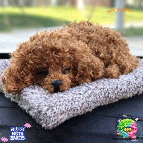 Thú Bông Chó Poodle Nâu Lông Xù Siêu Mềm - Khử Mùi Bằng Lõi Than Hoạt Tính - Trang Trí Xe Hơi Dễ Thương