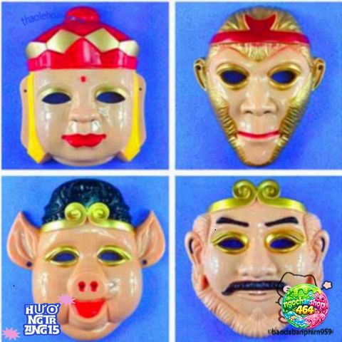 Mặt Nạ Halloween Cosplay 4 Thầy Trò Đường Tăng - Trư Bát Giới & Tôn Ngộ Không - Phụ Kiện Độc Lạ Cho Bữa Tiệc Hóa Trang