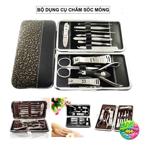 Bộ Dụng Cụ Chăm Sóc Móng Tay 12 Món - Gồm Bấm Móng, Kéo Cắt Lông Mũi, Nhíp, Cây Móc Tai, An Toàn, Tiện Lợi, Thép Chống Gỉ