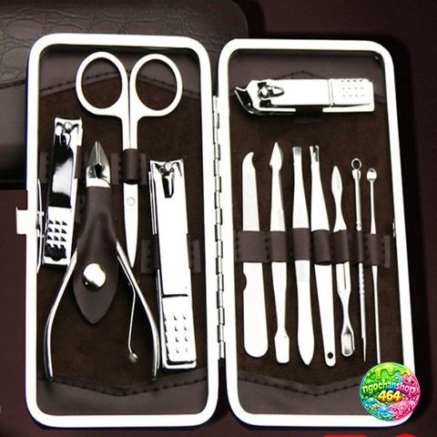 Bộ Dụng Cụ Chăm Sóc Móng Tay 12 Món - Gồm Bấm Móng, Kéo Cắt Lông Mũi, Nhíp, Cây Móc Tai, An Toàn, Tiện Lợi, Thép Chống Gỉ