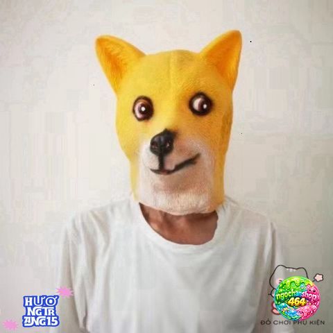 Mặt Nạ Troll Hình Chó Shiba - Phụ Kiện Hóa Trang Halloween Vui Nhộn, Chất Liệu Cao Su An Toàn, Dễ Đeo