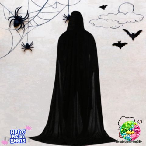 Áo choàng dài mũ trùm đầu Halloween - Trang phục hóa trang độc đáo cho bữa tiệc và sự kiện cosplay, phù hợp cho mọi chiều cao.