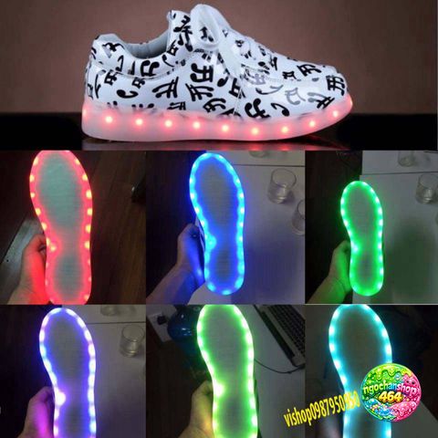 Giày Phát Sáng LED Nét Nhạc - Giày Thời Trang Nam Nữ 7 Màu Sắc Chống Nước, Phù Hợp Cho Tiệc, Sự Kiện, Gợi Ý Quà Tặng Thú Vị