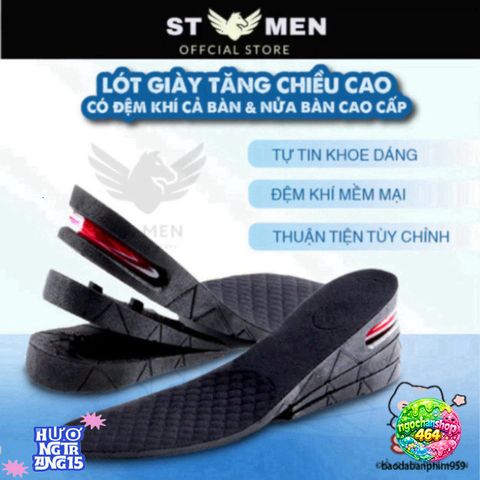 Lót Giày Tăng Chiều Cao Đệm Khí Cao Cấp - Thoáng Mát, Kháng Mùi, Phù Hợp Cho Nam Nữ, Điều Chỉnh 3-9cm
