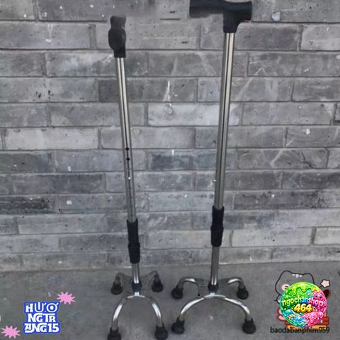 Gậy Batoong Inox 4 Chân Điều Chỉnh Chiều Cao - Hỗ Trợ Di Chuyển An Toàn Cho Người Cao Tuổi và Người Phục Hồi Sức Khỏe