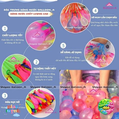Bộ Bóng Nước 111 Quả - 3 Chùm Vòi Nước Cho Trò Chơi Ngoài Trời và Chụp Kỷ Yếu Bé Yêu