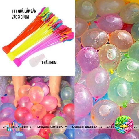 Bộ Bóng Nước 111 Quả - 3 Chùm Vòi Nước Cho Trò Chơi Ngoài Trời và Chụp Kỷ Yếu Bé Yêu