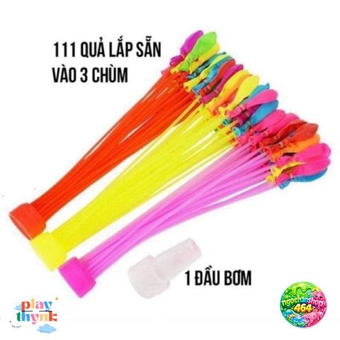 Bộ Bóng Nước 111 Quả - 3 Chùm Vòi Nước Cho Trò Chơi Ngoài Trời và Chụp Kỷ Yếu Bé Yêu