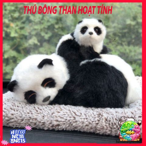 Gấu Đôi Panda Mẹ Con - Phụ Kiện Trang Trí Xe Hơi Với Lõi Than Hoạt Tính Khử Mùi, Dễ Thương Cho Không Gian Trong Lành