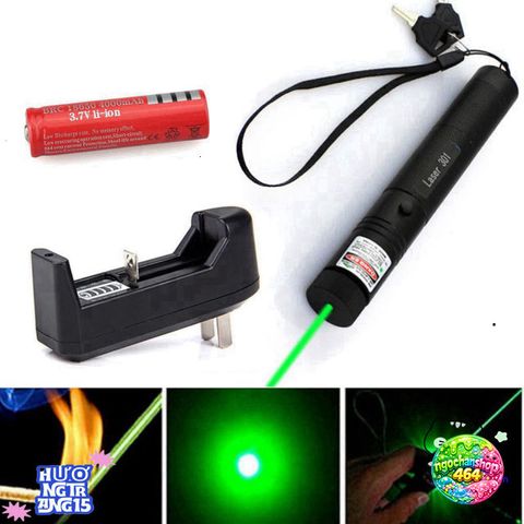 Bút Laser 303 Chống Nước - Đèn Laser Xanh Lá Sạc Lại 3km, Chiếu Sáng Trình Chiếu và Du Lịch, Đèn Thuyết Trình Siêu Sáng 350lm