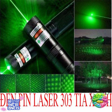 Bút Laser Đèn Laze 303 - Chiếu Sáng Cực Sáng Xanh/Đỏ, Tầm Xa 3km, Pin Sạc Miễn Phí, Phụ Kiện Thuyết Trình