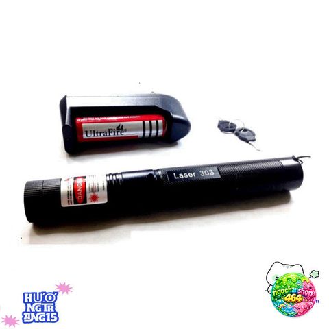 Đèn Laser 303 Sạc Đỏ Rực - Đèn Pin Chống Nước Dùng Trong Giảng Dạy & Du Lịch - Điểm Sáng Cường Độ Cao 1 KM