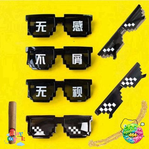 Kính Mát Nam Thug Life - Thiết Kế 8-Bit Đen Cá Tính - UV 400, Phong Cách Hiện Đại, Quà Tặng Thời Trang Hàng Ngày