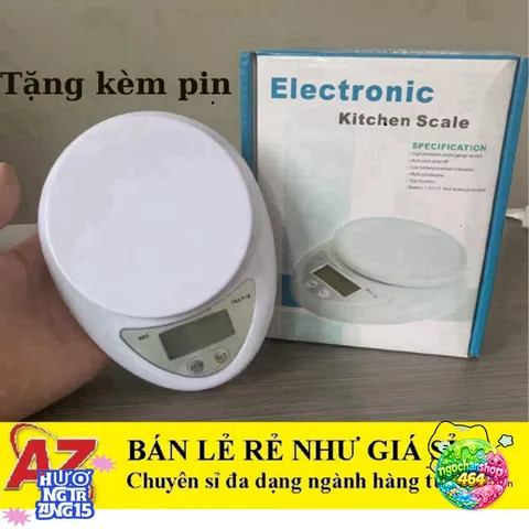 Cân Điện Tử Mini 5kg Độ Chính Xác Cao - Cân Tiểu Ly Nhà Bếp Định Lượng 1g-5kg với Màn Hình LCD và Pin Tặng Kèm