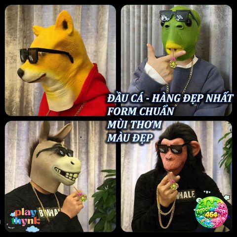 Mặt Nạ Halloween Phù Thủy Đầu Cá Xanh - Silicone Không Độc Hại, Hóa Trang Quái Vật Vui Nhộn, Đạo Cụ Cosplay