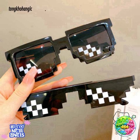 Kính Thug Life Mosaic Pixelated Hip Hop UV400 độc lạ cho Nam Nữ - Phong cách thời trang nổi bật