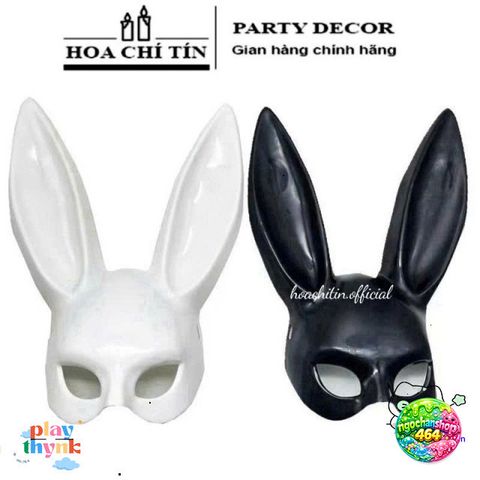 Mặt Nạ Hóa Trang Thỏ Bunny Đen Trắng - Mặt Nạ Halloween Kinh Dị Tai Dài Độc Đáo - Phụ Kiện Tiệc, Đồ Hóa Trang Fashion