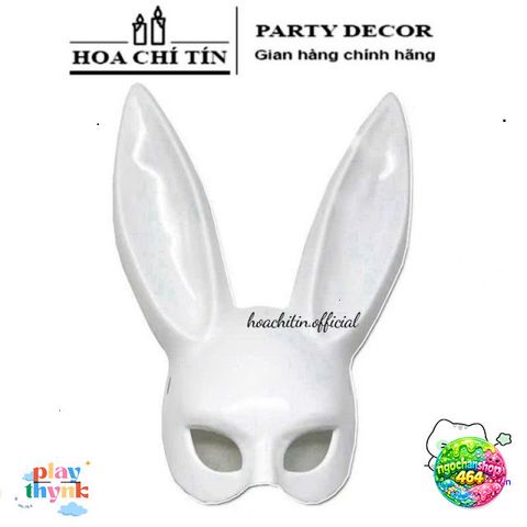 Mặt Nạ Hóa Trang Thỏ Bunny Đen Trắng - Mặt Nạ Halloween Kinh Dị Tai Dài Độc Đáo - Phụ Kiện Tiệc, Đồ Hóa Trang Fashion
