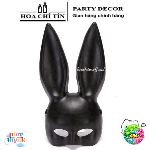 Mặt Nạ Hóa Trang Thỏ Bunny Đen Trắng - Mặt Nạ Halloween Kinh Dị Tai Dài Độc Đáo - Phụ Kiện Tiệc, Đồ Hóa Trang Fashion