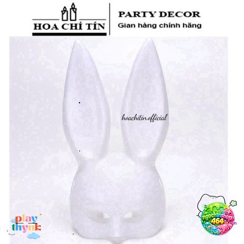 Mặt Nạ Hóa Trang Thỏ Bunny Đen Trắng - Mặt Nạ Halloween Kinh Dị Tai Dài Độc Đáo - Phụ Kiện Tiệc, Đồ Hóa Trang Fashion