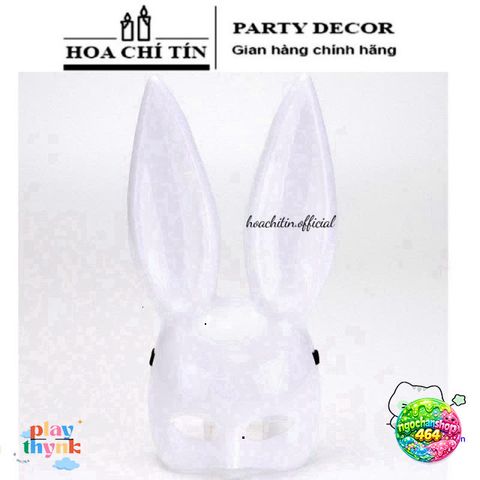 Mặt Nạ Hóa Trang Thỏ Bunny Đen Trắng - Mặt Nạ Halloween Kinh Dị Tai Dài Độc Đáo - Phụ Kiện Tiệc, Đồ Hóa Trang Fashion