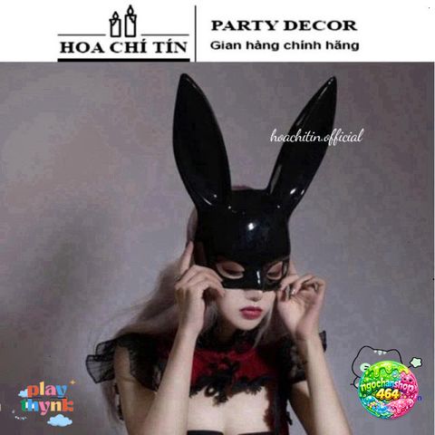 Mặt Nạ Hóa Trang Thỏ Bunny Đen Trắng - Mặt Nạ Halloween Kinh Dị Tai Dài Độc Đáo - Phụ Kiện Tiệc, Đồ Hóa Trang Fashion