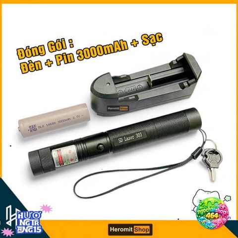 Đèn Laser 303 Tia Sáng Xanh - Bút Đèn Công Suất 100MW với Pin Dung Lượng Cao cho Trình Chiếu và Dò Soi Đồ Vật