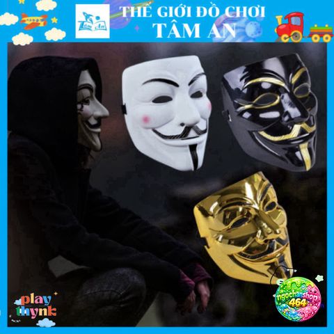 Mặt Nạ Hacker Anonymous Độc Đáo 4 Màu Vàng Bạc Đen Trắng - Phụ Kiện Hóa Trang Halloween Cosplay