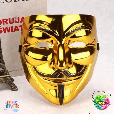 Mặt Nạ Hacker Anonymous Độc Đáo 4 Màu Vàng Bạc Đen Trắng - Phụ Kiện Hóa Trang Halloween Cosplay
